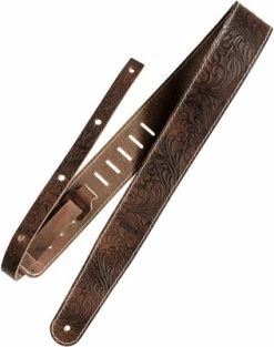 Richter Raw II Contour Leaves Natural Leather Guitar Strap Natural